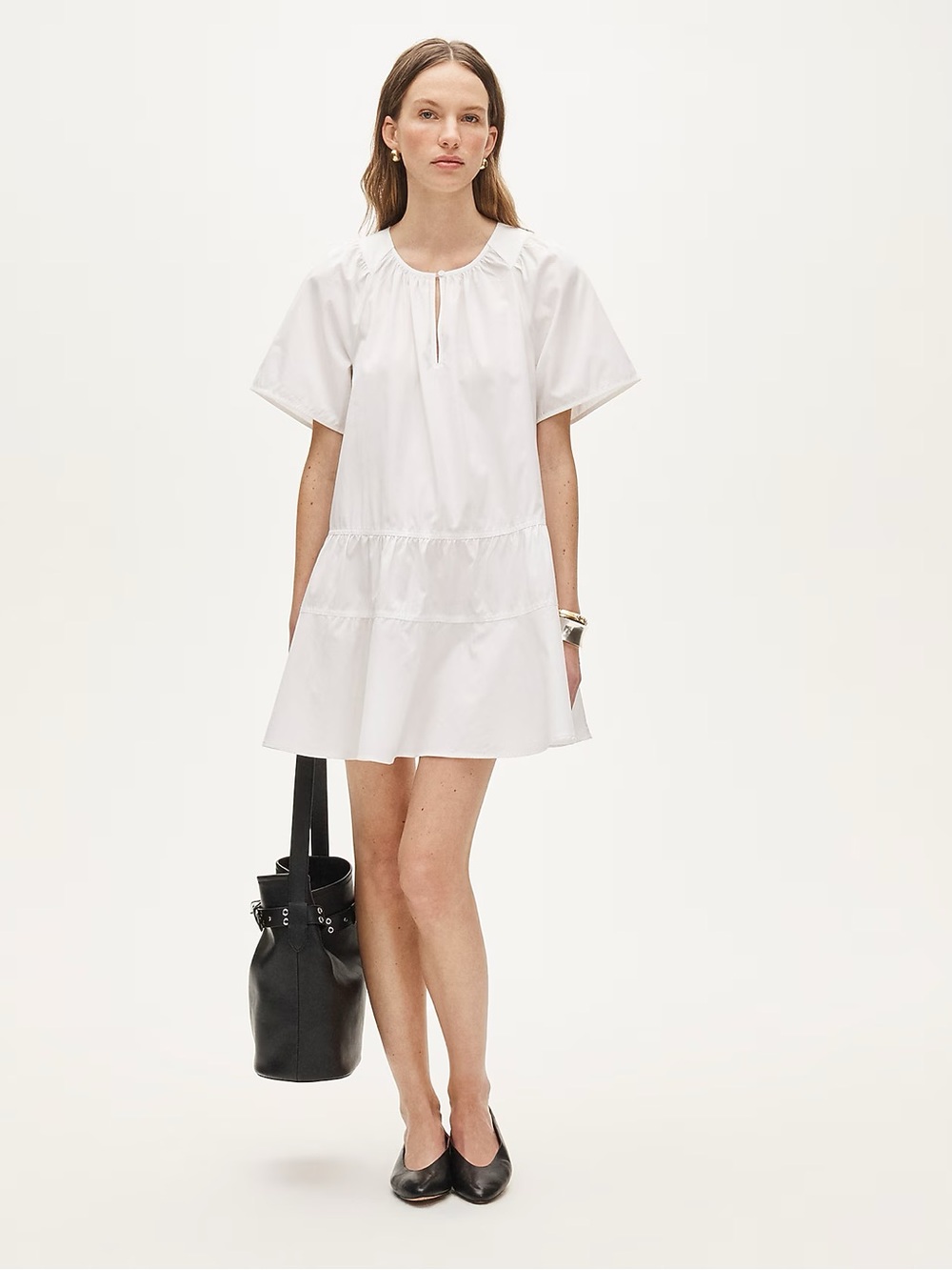 J. Crew White Short-Sleeve Mini Dress